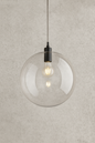 1-Light Matte Black Globe Pendant Light with Clear Glass Shade