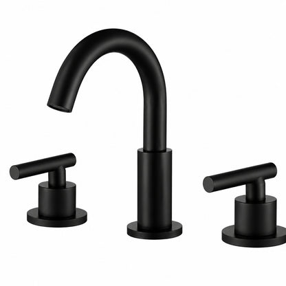 FLG 8 in Widespread Double Handle Bathroom Faucet 3 Holes Modern Brass Sink Faucet in Matte Black