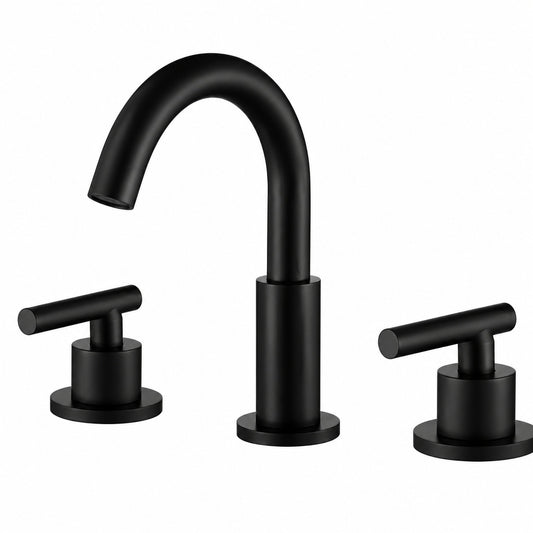FLG 8 in Widespread Double Handle Bathroom Faucet 3 Holes Modern Brass Sink Faucet in Matte Black