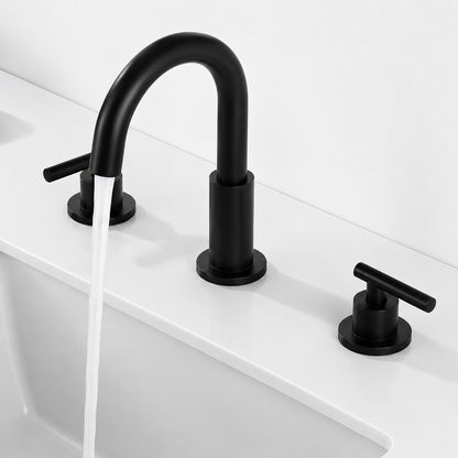 FLG 8 in Widespread Double Handle Bathroom Faucet 3 Holes Modern Brass Sink Faucet in Matte Black