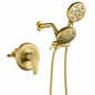 FLG Single Handle 7 Spray 2 in 1 Shower Faucet with Valve and Dual Shower Head in Brushed Gold
