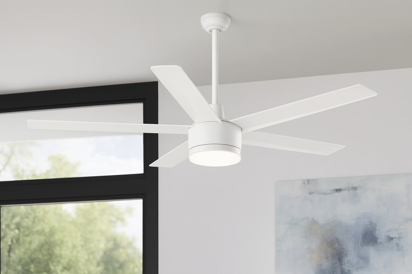 Home Decorators Collection Merwry 52 in Intergrated LED Matte White Ceiling Fan With Light And Remote Control