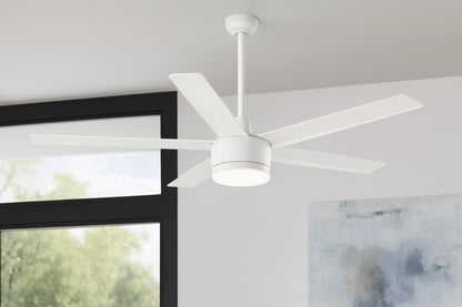Home Decorators Collection Merwry 52 in Intergrated LED Matte White Ceiling Fan With Light And Remote Control