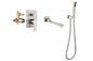 FLG Single Handle Wall Mount Roman Tub Faucet with Hand Shower Brass Tub Filler in Brushed Nickel