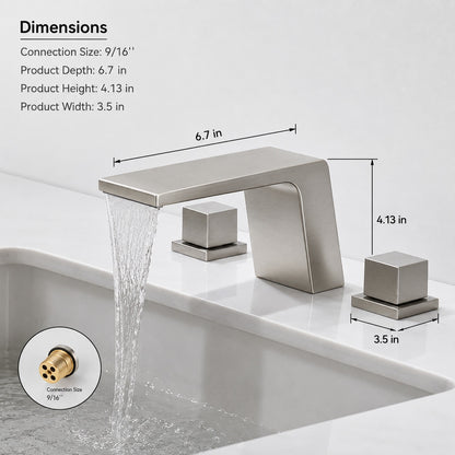 FLG 2 Handle Tub Deck Mount Roman Tub Faucet Waterfall Bath Tub Filler in Brushed Nickel