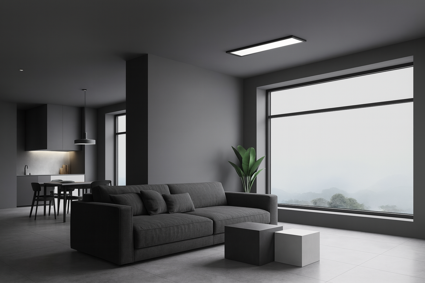 Commercial Electric 1 ft. x 4 ft. 4000 Lumens Dimmable Matte Black Integrated LED Flat Panel Ceiling Flush Mount Fixture, Selectable 5CCT