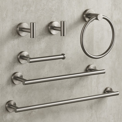 Bathroom Hardware Set 6-Pieces Towel Bar Towel Ring, Robe Hook, Toilet Paper Holder Bathroom Wall Mounted Brushed Nickel