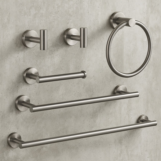 Bathroom Hardware Set 6-Pieces Towel Bar Towel Ring, Robe Hook, Toilet Paper Holder Bathroom Wall Mounted Brushed Nickel