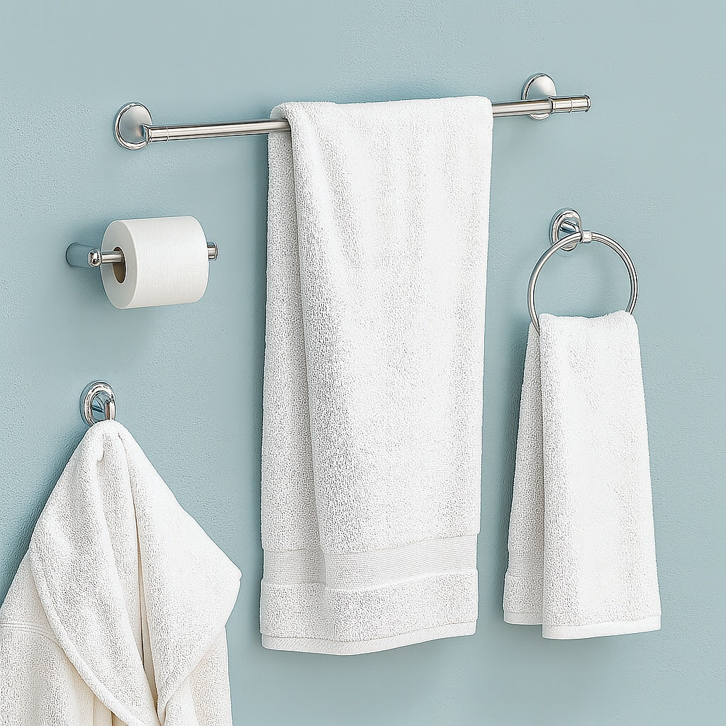 Bathroom Hardware Set 6-Pieces Towel Bar Towel Ring, Robe Hook, Toilet Paper Holder Bathroom Wall Mounted Brushed Nickel