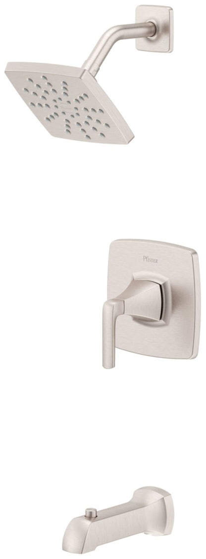 Bruxie 1-Handle 1-Spray Tub and Shower Faucet 1.8 GPM in Spot Defense Brushed Nickel (Valve Included)