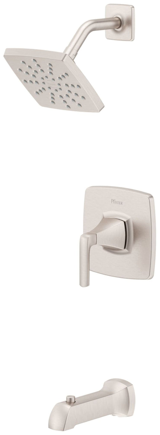 Bruxie 1-Handle 1-Spray Tub and Shower Faucet 1.8 GPM in Spot Defense Brushed Nickel (Valve Included)
