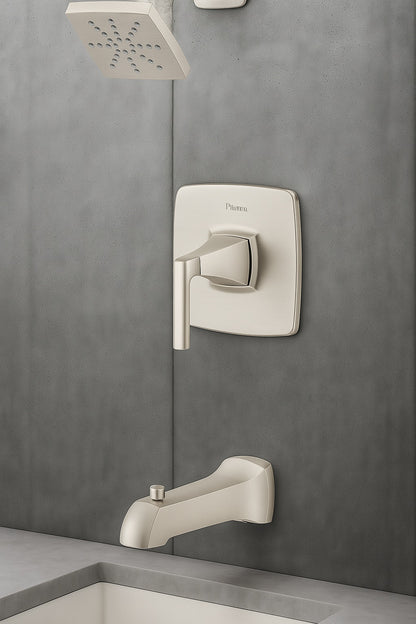 Bruxie 1-Handle 1-Spray Tub and Shower Faucet 1.8 GPM in Spot Defense Brushed Nickel (Valve Included)