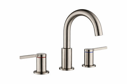 FLG 8 in Widespread Double Handle Bathroom Faucet Brass 3 Hole Sink Faucet in Brushed Nickel