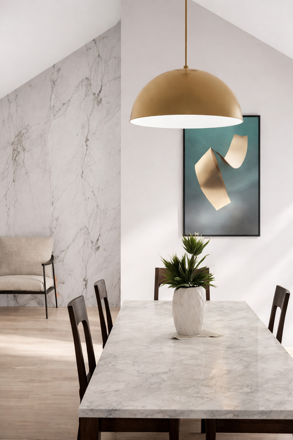Progress Lighting Perimeter Collection 23 62 in 1 Light Brushed Gold Mid Century Modern Pendant with Metal Shade