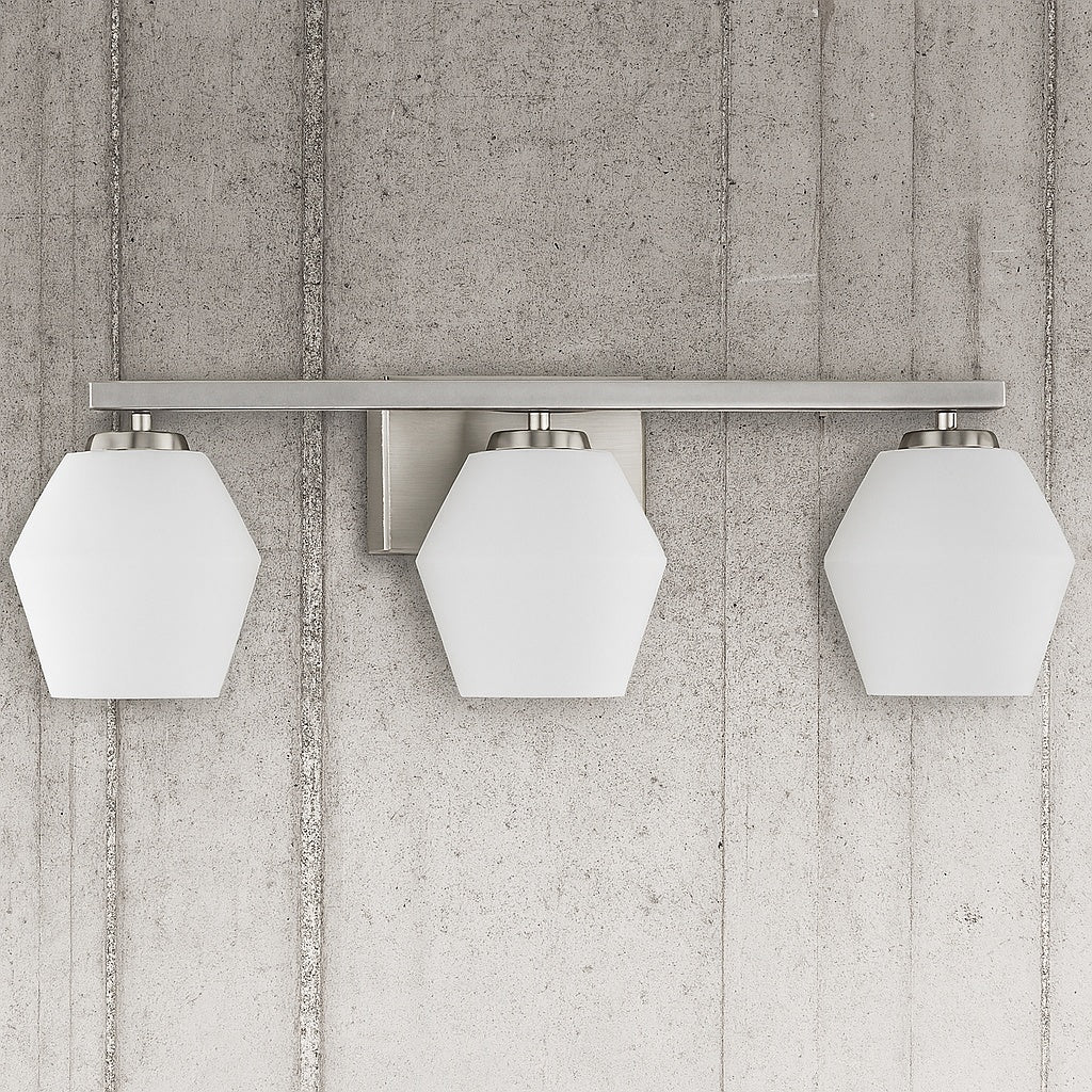 Copeland Collection 24 in 3 Light Brushed Nickel Vanity Light with Etched Opal Glass Shades P300432 009
