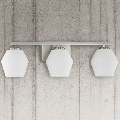 Copeland Collection 24 in 3 Light Brushed Nickel Vanity Light with Etched Opal Glass Shades P300432 009