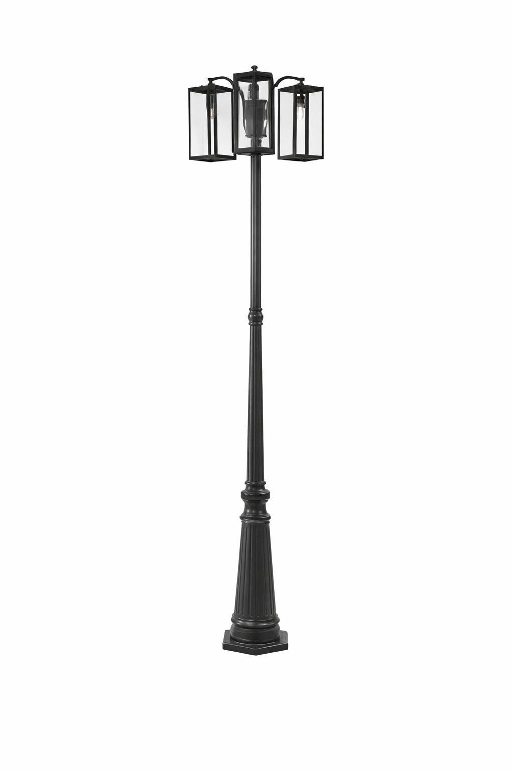Lutec 3 Light Black Cast Aluminum Hardwired Outdoor Weather Resistant Post Light Set With No Bulbs Included