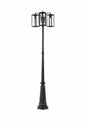 Lutec 3 Light Black Cast Aluminum Hardwired Outdoor Weather Resistant Post Light Set With No Bulbs Included