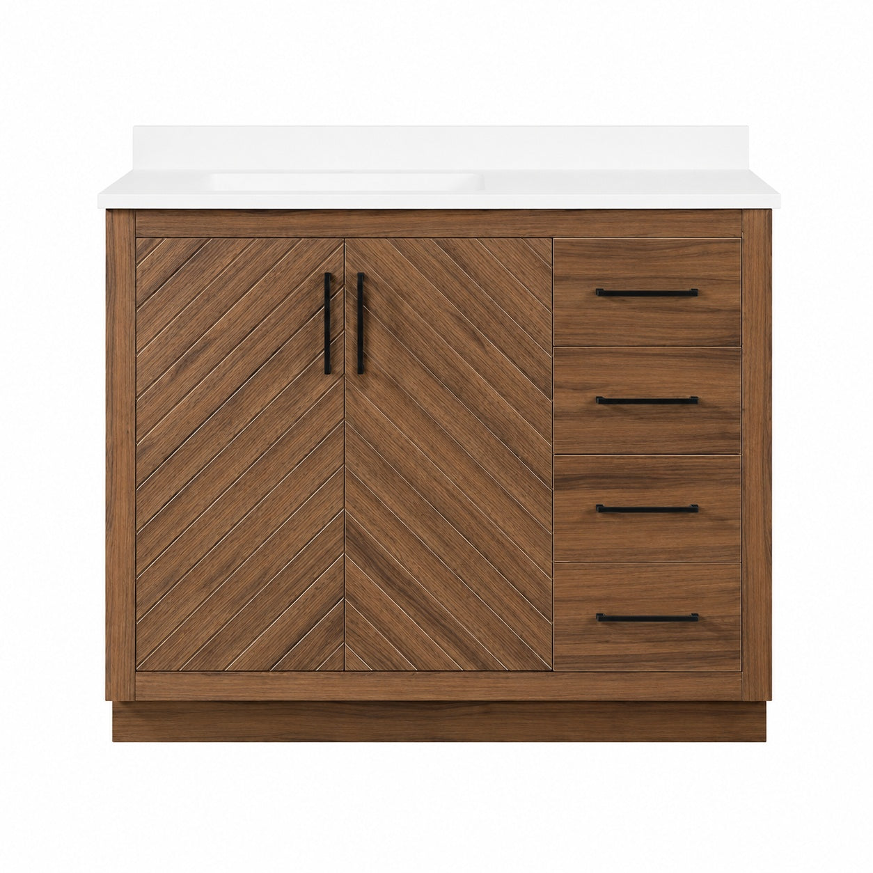 Glacier Bay Huckleberry 42 in Single Sink Freestanding Spiced Walnut Bath Vanity with White Engineered Stone Top Assembled Huckleberry42SW