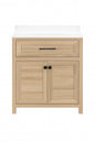 Home Decorators Collection Hanna 36 in Single Sink Weathered Tan Bath Vanity with White Engineered Stone Top Assembled