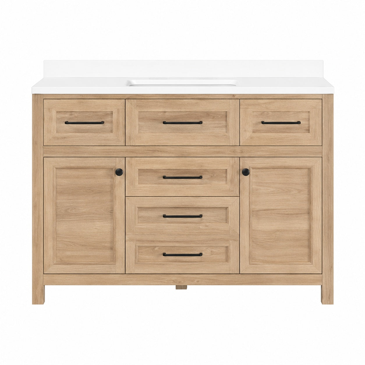 Home Decorators Collection Hanna 48 in Single Sink Weathered Tan Bath Vanity with White Engineered Stone Top Assembled Hanna