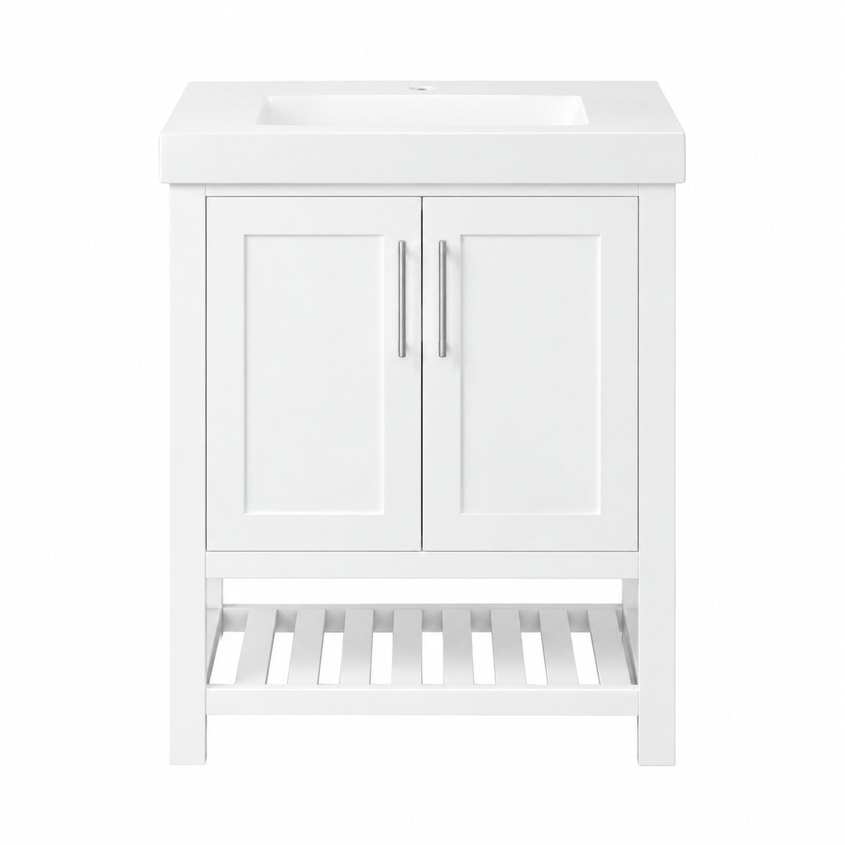 Home Decorators Collection Tupelo 30 in Single Sink Freestanding White Bath Vanity with White Engineered Stone Top Assembled Tupelo 30W