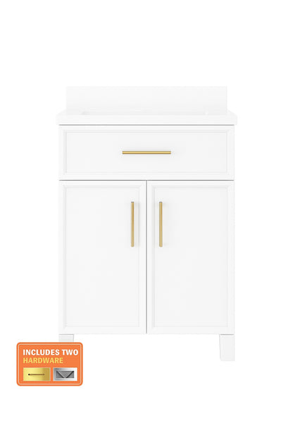 Home Decorators Collection Bilston 24 in Single Sink White Bath Vanity with White Engineered Stone Top Assembled