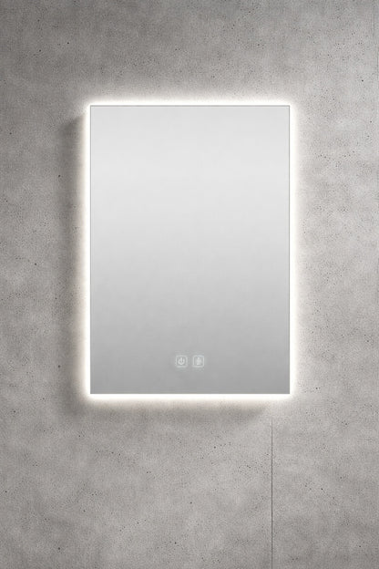 HOMLUX 24 in W x 30 in H Rectangular Frameless LED Light with 3 Color and Anti Fog Wall Mounted Bathroom Vanity Mirror