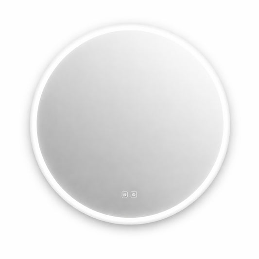 Homlux 28 In W X 28 In H Round Frameless Led Light With 3 Color And Anti Fog Wall Mounted Bathroom Vanity Mirror