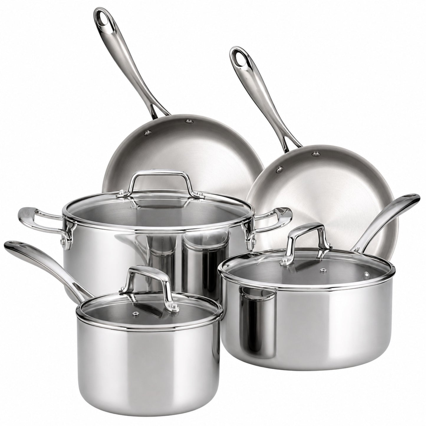 Tramontina 8 Piece Tri Ply Clad Stainless Steel Cookware Set with Glass Lids