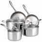 Tramontina 8 Piece Tri Ply Clad Stainless Steel Cookware Set with Glass Lids