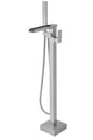 BWE Single-Handle Floor Mount Freestanding Bathtub Faucet Waterfall Tub Filler with Handheld Shower in Brushed Nickel