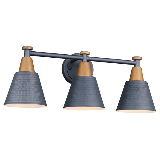 JAZAVA Modern 21.6 in. 3-Light Blue Bathroom Light Fixtures Vanity Light with Metal Shade