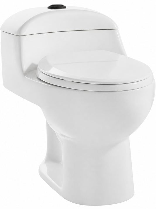 Swiss Madison Chateau 1 piece 1 1 1 6 GPF Dual Flush Elongated Toilet in Glossy White with Black Hardware Seat Included
