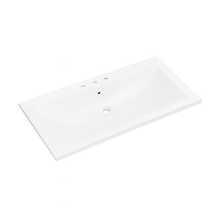 Swiss Madison 36 in. W x 5.5 in. D Ceramic Vanity Top in Glossy White 3-Holes