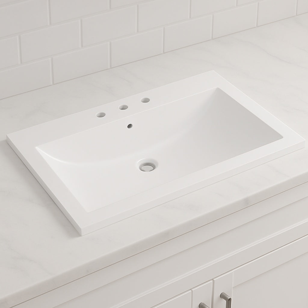 Swiss Madison 36 in. W x 5.5 in. D Ceramic Vanity Top in Glossy White 3-Holes