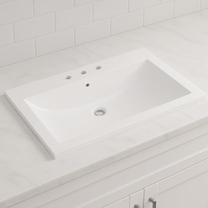 Swiss Madison 36 in. W x 5.5 in. D Ceramic Vanity Top in Glossy White 3-Holes