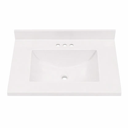 Home Decorators Collection 31 in W x 22 in D Cultured Marble White Rectangular Single Sink Vanity Top in White