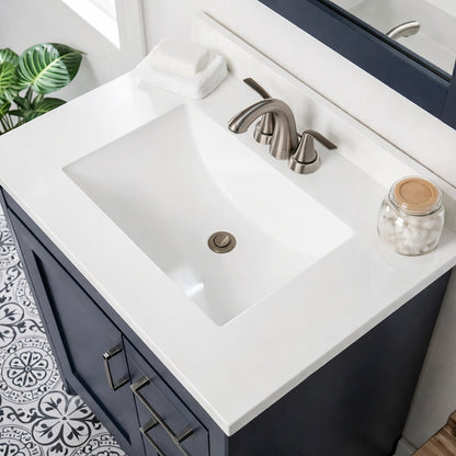 Home Decorators Collection 31 in W x 22 in D Cultured Marble White Rectangular Single Sink Vanity Top in White