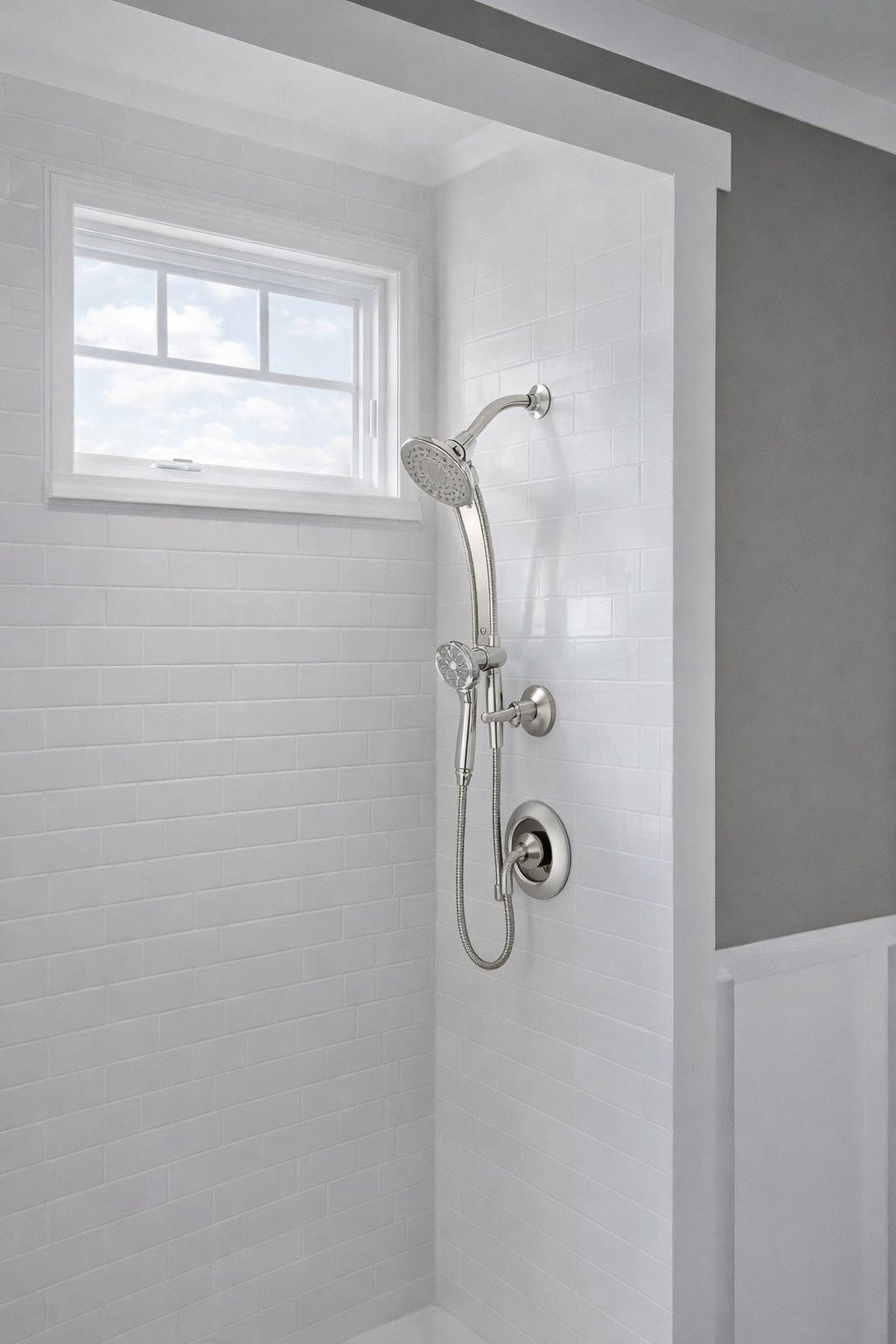 Moen Attract Magnetix 6 Spray 6 75 In Dual Wall Mount Fixed And Handheld Shower Heads 1 75 Gpm With Slidebar In Chrome