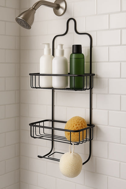 NeverRust Large Aluminum Hanging Over-the-Shower Caddy in Matte Black