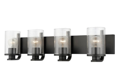 Beckett 34 in 4 Light Matte Black Vanity Light with Glass Shade