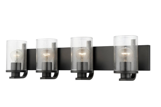 Beckett 34 in 4 Light Matte Black Vanity Light with Glass Shade