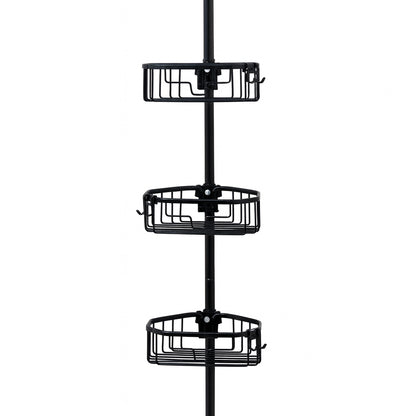 Zenna Home NeverRust Aluminum Tension Pole Corner Shower Caddy in Matte Black