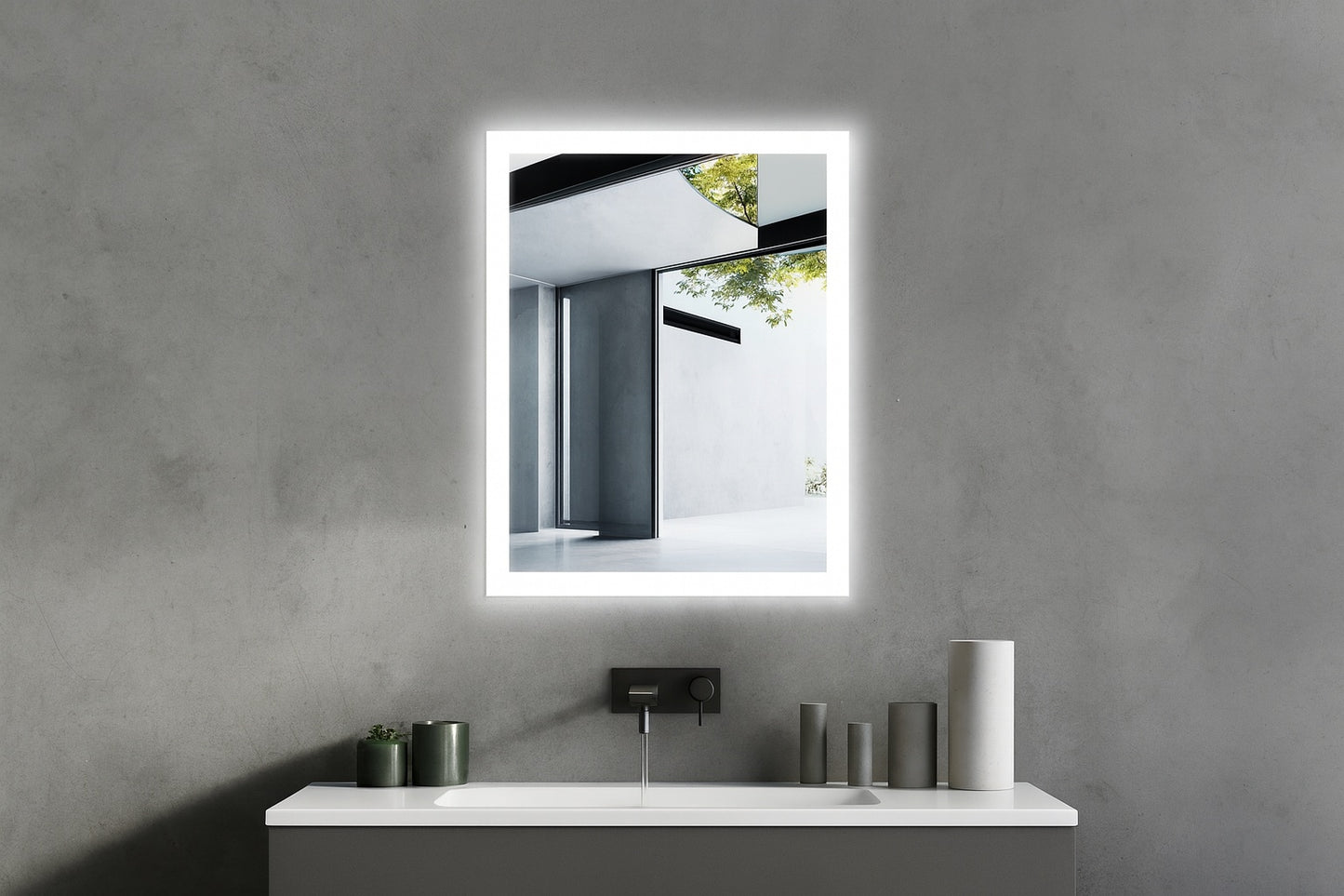 HOMLUX 20 in. W x 28 in. H Rectangular Frameless LED Light with 3-Color and Anti-Fog Wall Mounted Bathroom Vanity Mirror