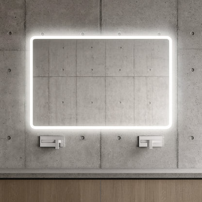 HOMLUX 55 in. W x 36 in. H Rectangular Frameless LED Light with 3-Color and Anti-Fog Wall Mounted Bathroom Vanity Mirror