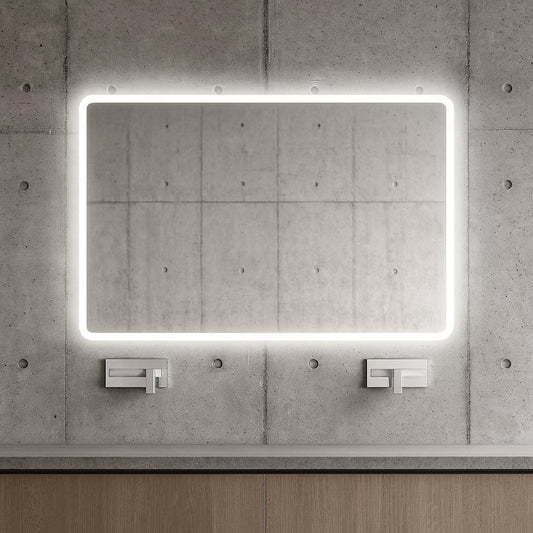 HOMLUX 55 in. W x 36 in. H Rectangular Frameless LED Light with 3-Color and Anti-Fog Wall Mounted Bathroom Vanity Mirror