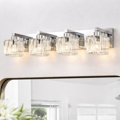 EDISLIVE Orillia 27 5 in 4 Light Chrome Bathroom Vanity Light with Crystal Shades