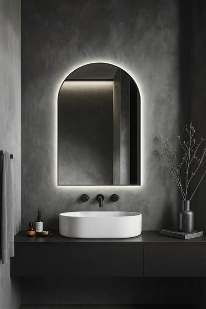 30 in W x 39 in H Arched Frameless Wall Mounted Anti Fog LED Light Bathroom Vanity Mirror DJLED MR03049