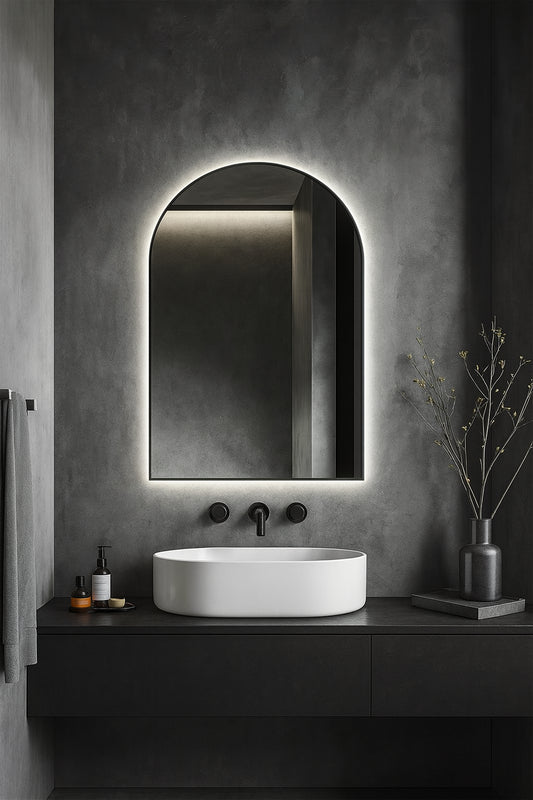 30 in W x 39 in H Arched Frameless Wall Mounted Anti Fog LED Light Bathroom Vanity Mirror DJLED MR03049